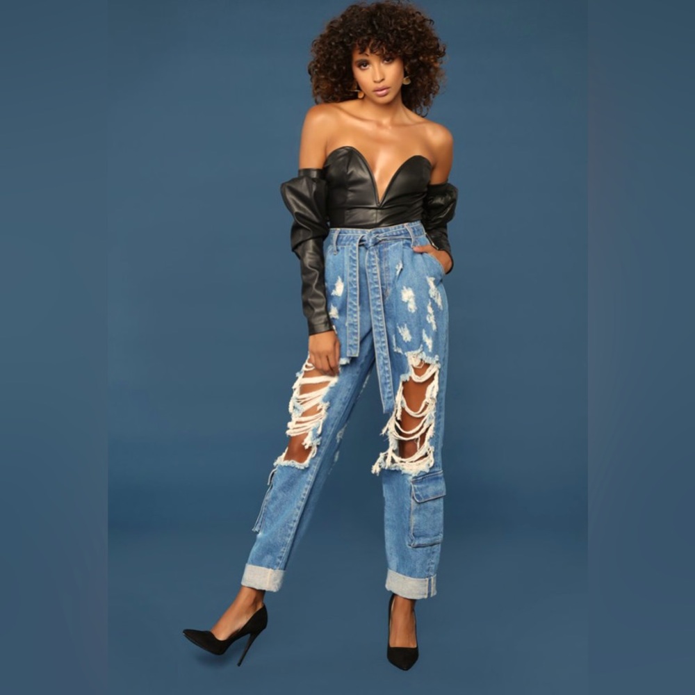 NWOT Cardi B x Fashion Nova Distressed Jeans